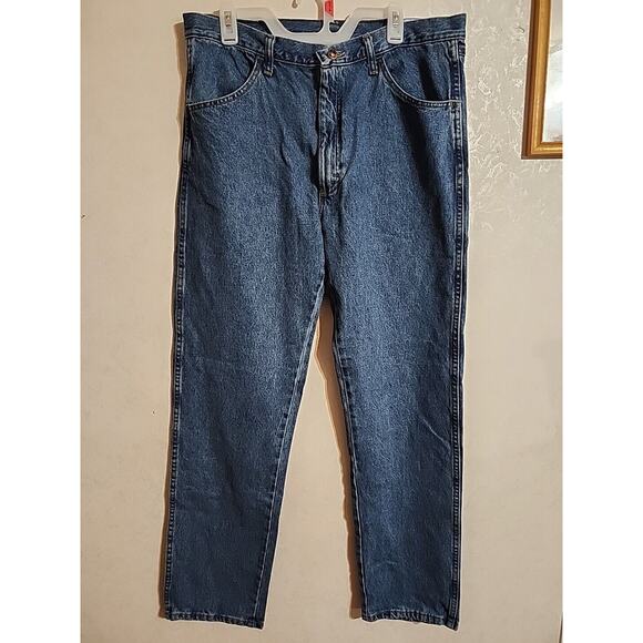 Rustler from Wrangler Mens Jeans Regular Fit Straight Leg 36x34 Blue Western - Picture 1 of 4